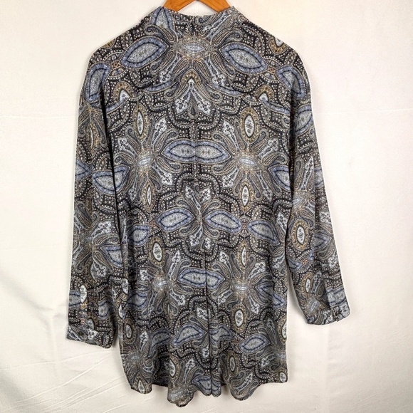 J Jill Button Up Long Sleeve Tunic Top Blouse Sz XL Lagenlook Semi-Sheer Boho - Picture 3 of 9